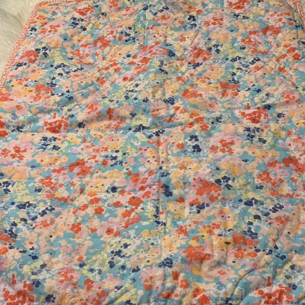 Waverly Coral Geometric and Floral Quilted Pillow Shams